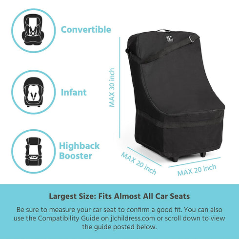 J.L. Childress Wheelie Car Seat Bag - Travel Bag for Airplane, Fits Most Baby & Infant Car Seats, Boosters, & Carriers