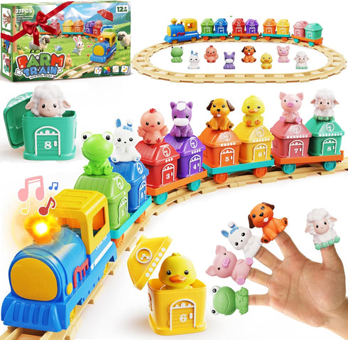 Toddler Boy Girl Toys 1-2-3, Train Set for Toddlers 2-4 with Music