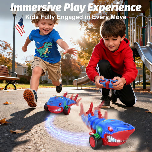2.4GHz 360 3-6 Laradola Shark RC Toy Car for Kids: Remote Control Vehicle with LED Lights, Spins & All-Terrain Action