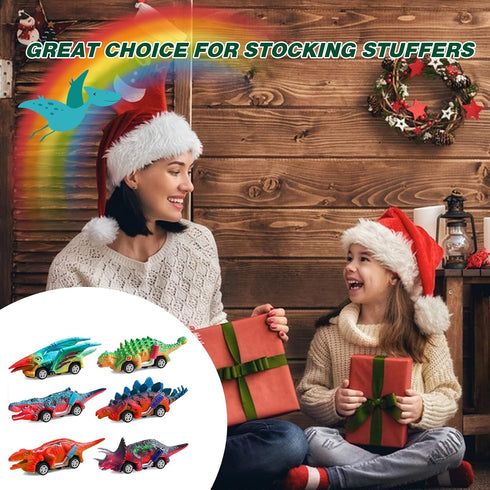 Mchochy 6 Pack Painting Dinosaur Pull Back Car Toys - DIY Kits for Kids Age 3-12, Christmas Party Favors