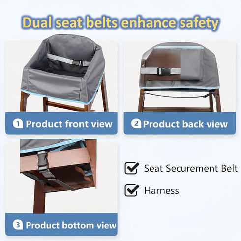 SANQOUYTT Reusable Waterproof High Chair Cover,for Wooden or Restaurant High Chair, Protect Against Messy Meals