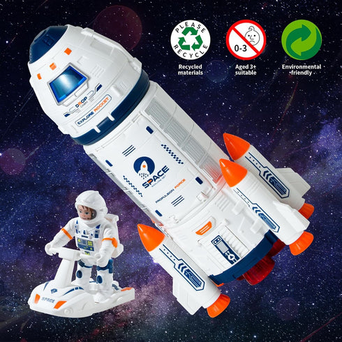 3-5 Wbzle Space Rocket Toys, Rocket Ship with Astronaut Toy for Educational, Concentration, Learning Rocket Fun Space