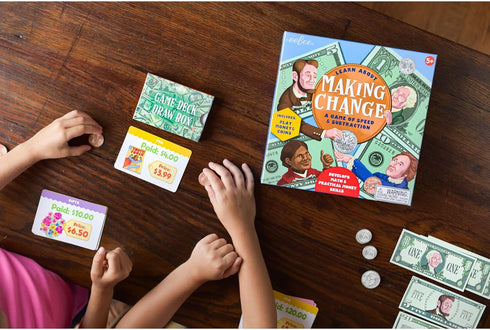 50 5 eeBoo: Making Change Game, Item Cards with Play Money, Develop Math and Practical Money Skills, Perfect for Ages