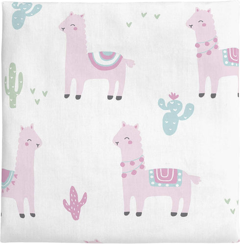 NoJo Super Soft Pink Llama Nursery Crib Fitted Sheet