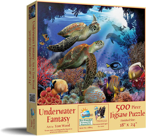 SUNSOUT INC - Underwater Fantasy - 500 pc Jigsaw Puzzle by Artist: Tom Wood - Finished Size 18" x 24" - MPN# 28804