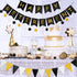 Happy Retirement Banner, GAGAKU Black and Gold Party Decorations Kit, Gold Glitter Paper Pennant for Farewell