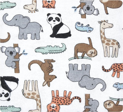 (Pack 2) Hudson Baby Unisex Baby Cotton Flannel Receiving Blankets Bundle, Zoo Animals, One Size