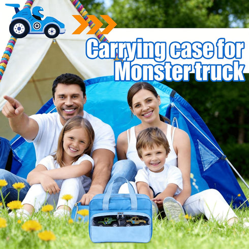 Craflakow 1:64 32 Toy Trucks Carry Case Compatible with Scale Monster Trucks, with Front Display Pocket-Holds Toy