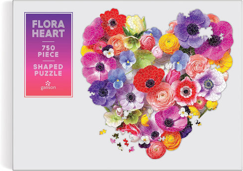 Flora Heart 750 Piece Shaped Puzzle from Galison – Vivid and Bright Featuring Julie Seabrook Ream's Work