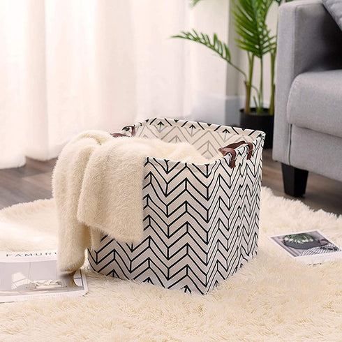 3 Pieces 13 Inch Square Storage Bin, Fabric Folding Storage Baskets with Handles, Organizer for Kid's Toy & Baby