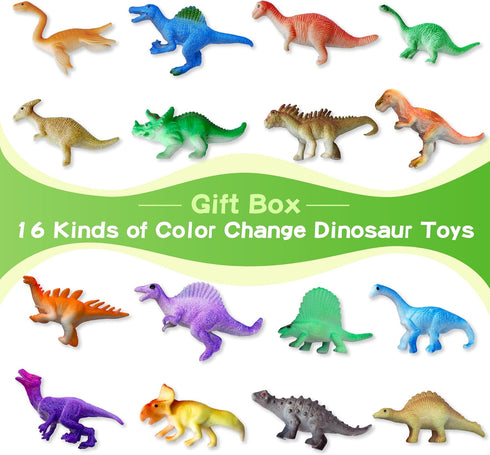 16pcs 3+ Dinosaur Series - Temperature Color Changing Bath Toys, Water Table Toy for Easter Egg Fillers,Goodie Bags