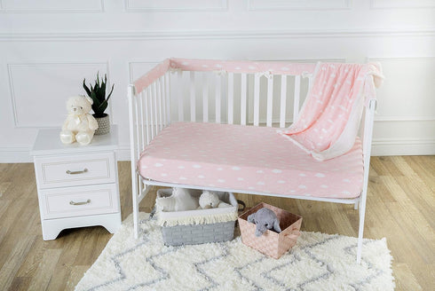 TL Care 28" 52", Cozy 3D Heavenly Soft Chenille Fitted Crib Sheet x Warm and Neutral Chenille Sheet, Pink Cloud