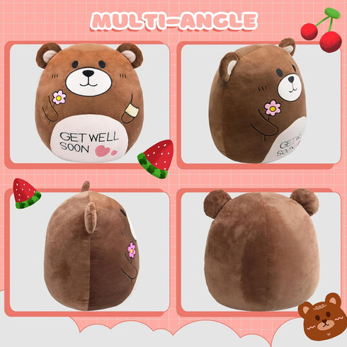 14.5“ Get Well Soon Teddy Bear Plush Pillow, Soft Stuffed Animal Body Pillow, Home Decoration Gift for Kids