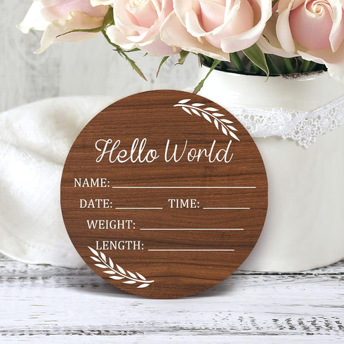 Yewfold Baby Announcement Sign, Hello World Newborn Signs, Baby Name Sign, Birth Announcement Signs for Photo Prop