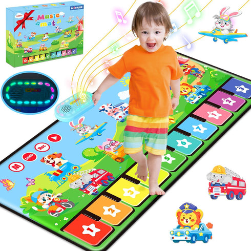 MOMUSE Piano Music Mat with 80 Sounds, Large Animal Car Touch Blanket