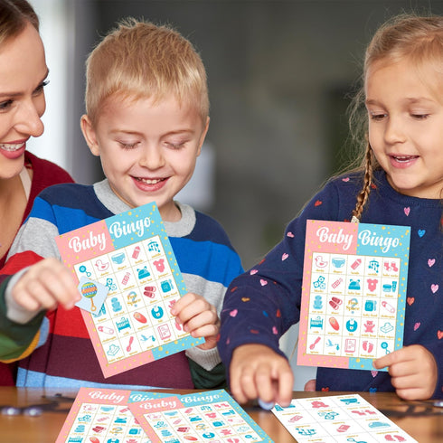 Gender Reveal Bingo Card Set - 24 Players, Neutral Party Activities for Pregnancy Announcement