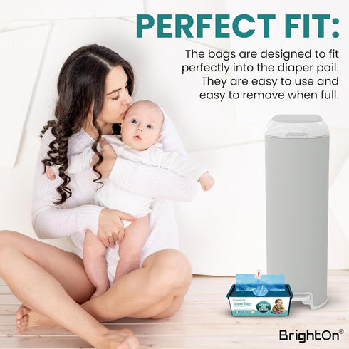 BrightOn 2-Pack (60 Diaper Pail Refill Bags Compatible with Genie Easy Roll Signature Diaper Pails, Bags) (Lemon