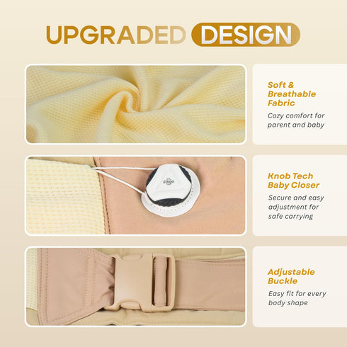 BabieBoo 8-30 lbs, Baby Sling Carrier Newborn Nursing, Toddler Carrier with Safety Buckle, Knob Tech Baby Closer