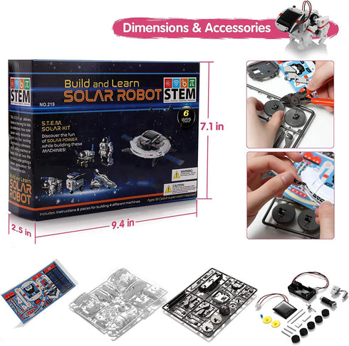 Solar Robot Toys 6 in 1 STEM Learning Kits, Educational Space Exploration Fleet for Kids Aged 8-12