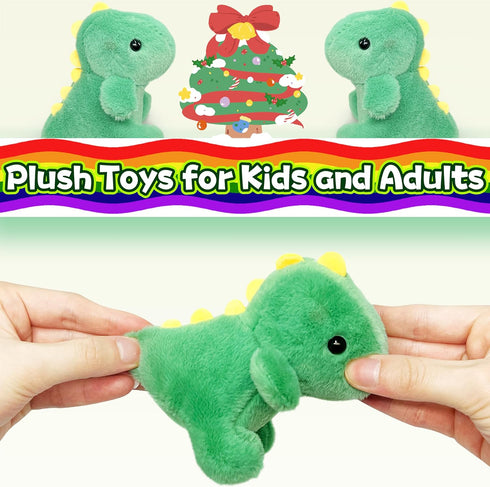 Super Cute Fat Dinosaur Stuffed Animals for Girls and Boys, Soft Cuddly Mini Dino Plush Toy, Keychain, Green