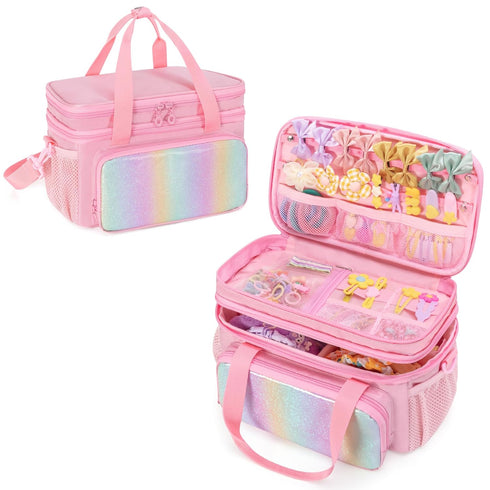 GRAOSO Hair Bow Organizer for Baby Girls, Double Layer Hair Accessories Storage