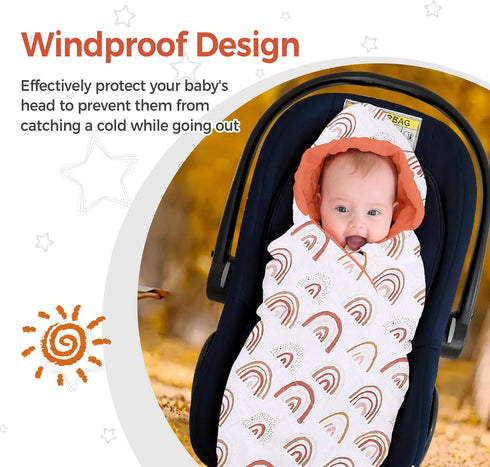 Miracle Baby 3/5-Point 35" 35" Car Seat Blanket for Babies, Lightweight Cotton Swaddle Blanket with Harness, Soft Minky