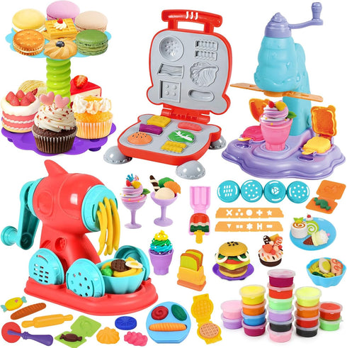 Vunrahsg 4 in 1 Color Dough Set for Kids 3-5 4-8 Play Kitchen