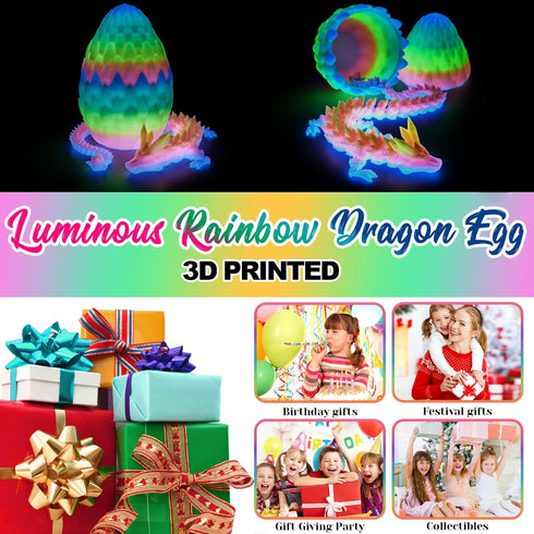 19''Large 3D 5-7 4-6 8-12 Printed Dragon Egg Glow in the Dark,Articulated Dragon Inside, Surprise Big Dragons Egg Toy