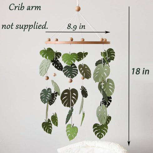 Goukurlsma Green Leaf Mobile for Crib Mobile Forest Baby Mobile Monstera Plant Crib Mobile