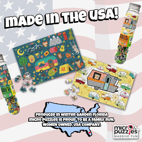 MicroPuzzles “Happy Campers” 2-Pack - Mini 150 Piece Puzzles for Adults and Teens