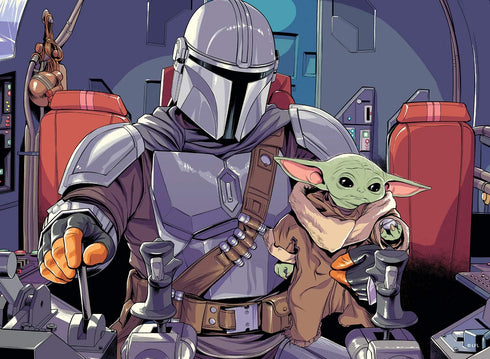Buffalo Games - Star Wars - The Mandalorian and The Child - 100 Piece Jigsaw Puzzle for Families, 15.00 x 11.00