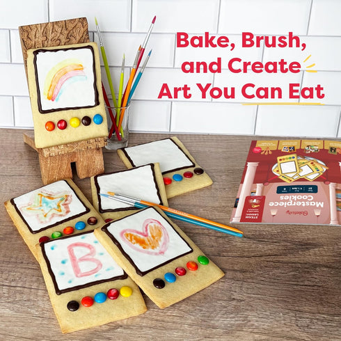 Set 6-12 Baketivity Masterpiece Cookies Kids Baking Kit - Cooking Kit for Kids with Premeasured Ingredients, Step by