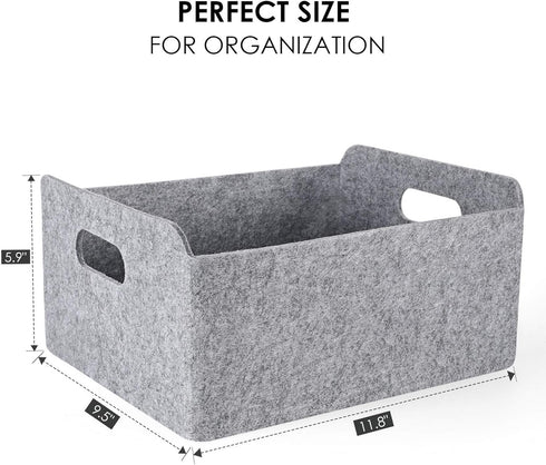 Welaxy Storage Baskets Collapsible Felt Storage Bins with Handles for Kids Toys, Books, Clothes, Makeup (Gray x 3)