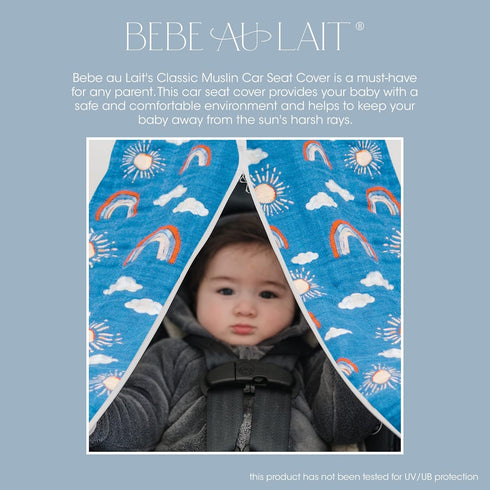 Bebe au Lait Classic Muslin Car Seat Cover -Perfect Baby Car Seat Covers for Babies, Car Seat Canopy, Unisex Baby Car