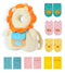 JunNeng Baby Head Protector Backpack with Squeaker, Knee Pads, Anti-Slip Socks, Yellow