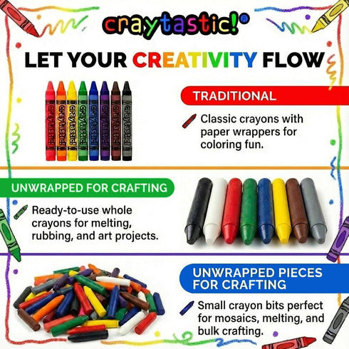 52 D-4236 Craytastic! Bulk Unwrapped Crayons Box of (Black) for Crafting, Parties, Kids - Paperless Crayons, No Paper