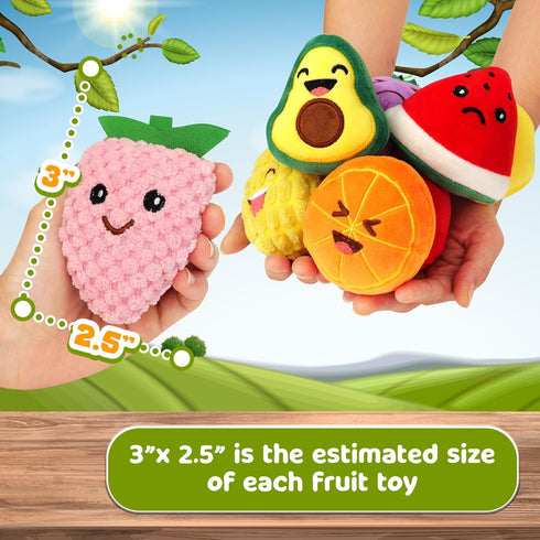 8 Pack Sensory Toys for Kids, Mini Fruit Soft Stuffed Plush Toy for Girls or Boys as Party Decorations, Toddler Pretend