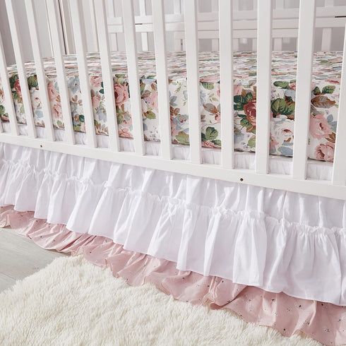 100% Country Brandream Fitted Crib Sheets for Girls Organic Cotton French Rose Floral Toddler Sheets Nursery Bed Sheet