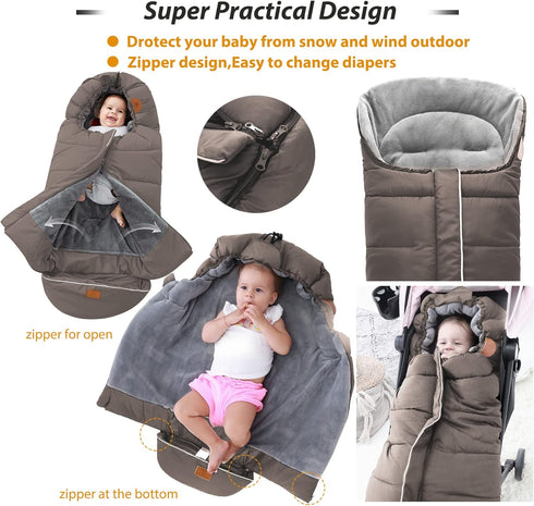 LAT Baby Warm Bunting Bag, Universal Stroller Sleeping Bag, Waterproof Toddler Footmuff