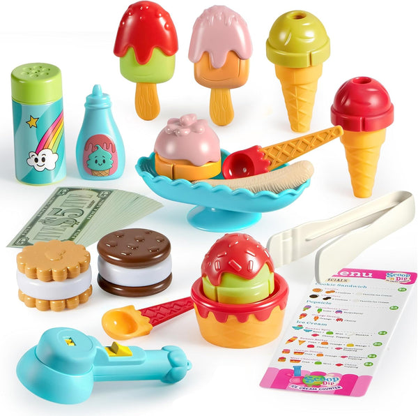 lalalark Ice Cream Color Changing Play Food Pretend Toy for Role Play, Play