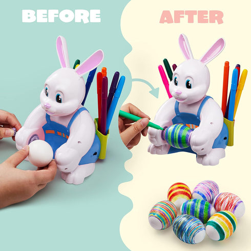 10 JOYIN Motorized Easter Egg Decorator Kit, Easter Busy Bunny Egg Spinner Whirler Decorating Machine with Non-Toxic