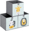 Navaris Kids Storage Cubes Set of 3, 11x11x11 Fabric Organizer Bin with Animal Designs in Mint Green