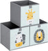 Navaris Kids Storage Cubes Set of 3, 11x11x11 Fabric Organizer Bin with Animal Designs in Mint Green