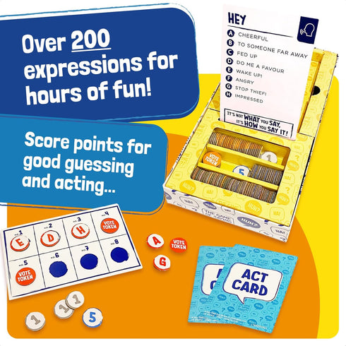 TOMY The Game of Saying 'Huh?!' | Voice Impressions Card Game for Family Fun, Ages 8+, 3-8 Players
