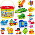 burgkidz Educational Toy Classic Big Size Bricks, Large Animal Building Blocks with Reusable Storage Bucket for Ages 3+