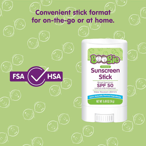 Baby Sunscreen Stick by Boogie Block - Mineral SPF 50, Travel Size Sunblock for Kids, Pack of 1