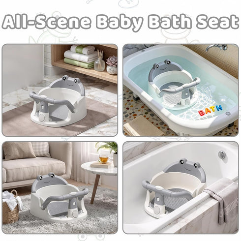 Wanchouse 6 Baby Bath Seat for Babies Months & Up, Non-Slip Toddler Bath Seat with Suction Cup, Safe and Comfortable