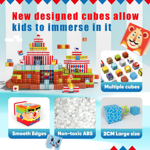 BRISTLIX 200 3+, PCS Magnetic Blocks Magnetic Building Blocks, Magnet Toys for Kids Multicolor STEM Learning Toys
