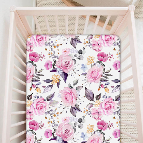 2 Pack, 28x 52, Floral Crib Sheets for Baby Girls Fits Standard Nursery Crib Mattress & Toddler Bed Mattress Soft
