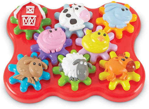 Learning Resources Barnyard Friends Build & Spin - Toddler Sensory Toys, Montessori